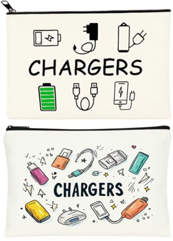 Charger Bag, Travel Charger Organizer, 2 Pack USB Cable Storage Pouch, Compact Design for Easy Packing, 22 x 16 cm