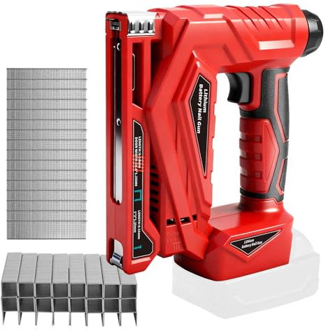 Gpaentsn Brad Nailer Gun Compatible with Milwaukee Battery(No Battery), 2-in-1 Cordless 18 Gauge Staple Gun Battery Powered with 1000 Nails