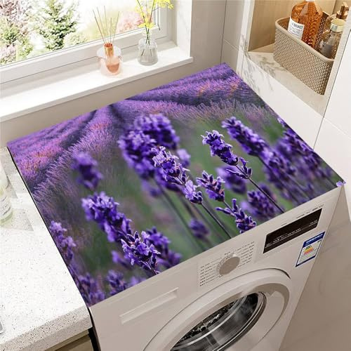 Hearda Housse Machine a Laver Jardin Lavande, Dessus Tapis Lave Linge Antidérapant, Housse de Protection pour Machine à Laver Top, Tapis de Protection pour Dessus Sèche-Linge (Violet Foncé,30x40cm)