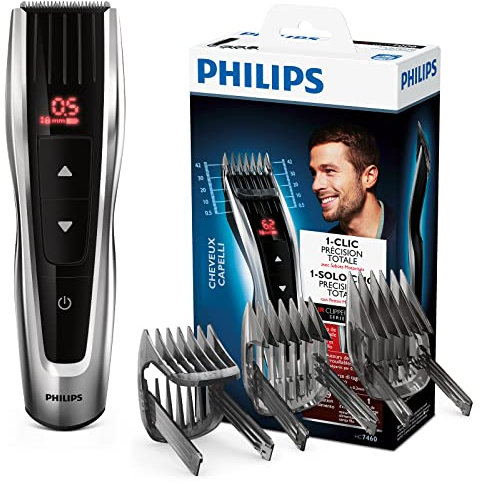 Philips Tagliacapelli HC7460/15 Serie 7000 Tagliacapelli con Pettini Motorizzati e Lame in Acciaio Inox, 60 Lunghezze