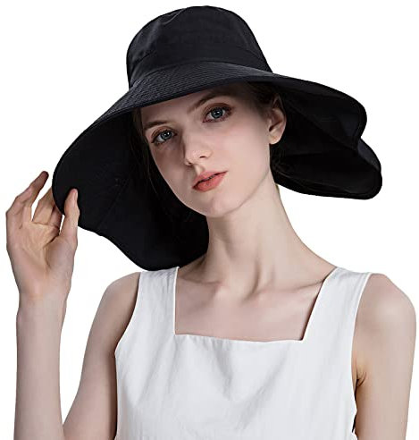 Zhiyao Damenhut Sommer Hut Bucket Hat Strand mit Breiter Krempe Wanderhut Faltbar Sommerhut Faltbarer Damen Herren Strandhut für Sommer Strand Kirche Party Hochzeit