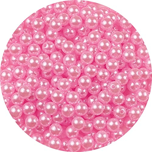 Pearl Beads,300 Pcs Craft Beads Loose Pearls 10mm Round Spacer Beads for Earring Bracelet Necklace Key Chains Jewelry DIY Craft Making,Decoration and Vase Filler (10mm, Light Pink)