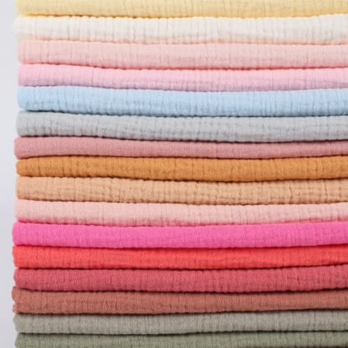 GAMUKAI The Yard Tissu en gaze de coton froissé double couche pour matelassage, couture, loisirs créatifs, pyjama, décoration d'intérieur pour fête, mariage, étamine, cuisine (66), C10884