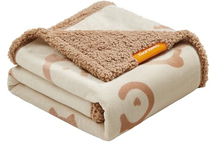 Feandrea Couverture Chien Hydrofuge, Tissu Polaire et Flanelle, pour Chien Petit et Moyen, Chat, 127 x 101 cm, Taille L, Lavable en Machine, Réversible, Protection pour Canapé, Lit, Beige PPB050K01