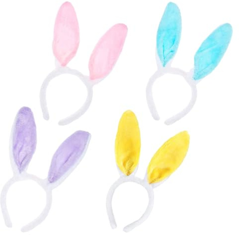 EUPSIIU 4 Pièce Bandeau Oreilles de Lapin en Peluche, Bandeau avec Oreilles de Lapin de Pâques, Enfants Adultes Fête Cosplay Déguisements Bandeau Accessoires, pour Halloween, Pâques, Cosplay (4)