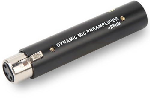 Yunir Inlilne Microphone Preamp 28DB Gain, DM1 Dynamite Active Mic Booster with Lossless Amplification, for Studio Recording, Live Streaming, Speeches, KTV