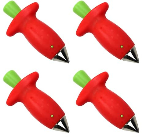 POFET 4 pièces dissolvant de fraises, vide-feuilles, dissolvant de poignée en acier inoxydable, outil de cuisine, utilisé pour enlever les fraises, pédicule de pommes de terre