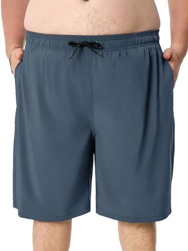 Arcweg Herrbadshorts i plus size för män badbyxor stora och långa snabbtorkande badshorts XXL-6XL, Grått, 3XL