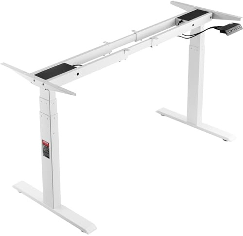 VEVOR Marco de Escritorio de Pie con Motor Dual Altura Ajustable 65-129 cm Patas Eléctricas para Escritorio Longitud de 110-178 cm Base de Estación de Trabajo para Hogar, Oficina, Solo Marco, Blanco