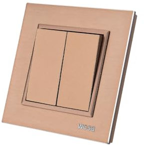 Interruptor de pared WESA, Colores de cobre, Aluminio Panel Cepillado, 2 vías, Interruptor mecánico de pared 86 mm, 10 Amp, 250 V