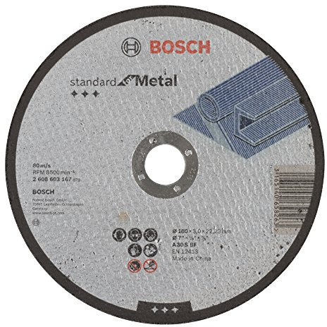 Bosch Accessories Professional 1x Standard for Metal Trennscheibe (für Metall, Ø 180 x 3 x 22,23 mm, Gerade, Zubehör Winkelschleifer) (Packung mit 10)