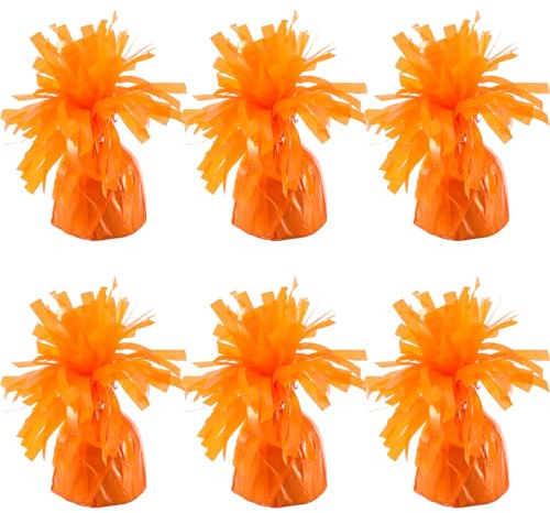 6-pack orange ballongvikter metallhållare ankare ballonghållare vikter för födelsedag 2025 examensfest jul bröllop firande dekoration (orange)