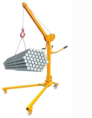 Grue à main mobile pliable et amovible, capacité de levage de 200 kg avec roulettes pour un transport facile, idéale pour un montage sur véhicule et une utilisation en atelier