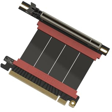 LINKUP - AVA5 Armour PCIE 5.0 Riser-kabel | RTX5090 RX9070 GPU Ready | x16 128 GB/s hastighet | Kompatibel med PCIe 4.0 & N200R & Ncase M2 & WRX80/WRX90E | Rät vinkel, svart 6 cm (total längd: 10 cm)
