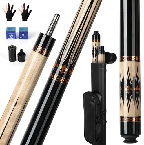 AKLOT Professional Pool Cues 58inch Billiard Sticks with Joint Protector Carry Case 20 oz