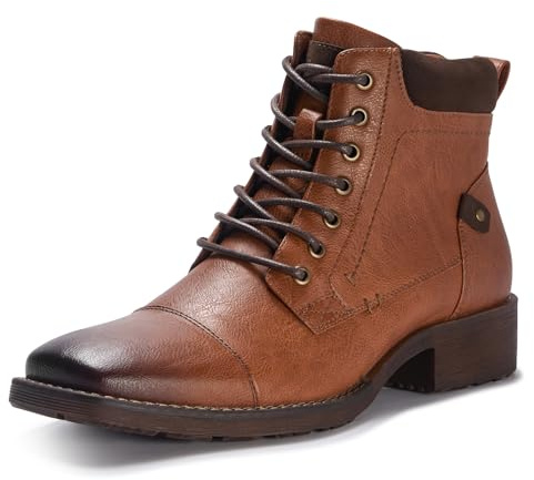 TruVeld Men’s Square Toe Chukka Boots Brown, Casual Ankle Boots for Men, Motorcycle Biker Style Botas Casuales Para Hombre