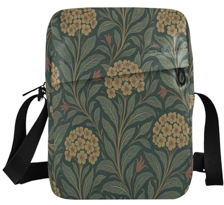 famyily Kuriertasche für Damen und Herren, Crossbody-Tasche, verstellbarer Riemen für Outdoor-Sport, Outdoor-Sport, William Morris Euphorbia-Muster