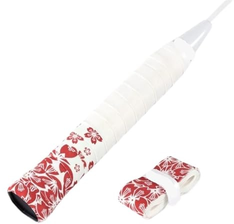 CIGPKLO greppband tennisracket 2 stycken tryckta tennis-badminton-greppband, halkfria, svettabsorberande, rackethandtag, omslag, stötdämpande, slitstark (Red1)