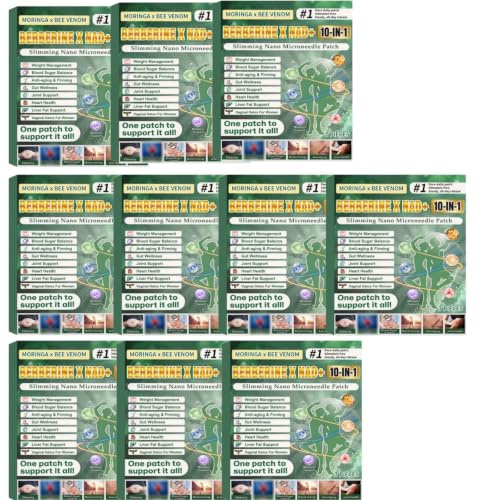 Liten nållapp för viktminskning och globalt välbefinnande - Berberine x NAD+ 10-i-1 - Moringa och bigift - utan stimulantia - 7 stycken