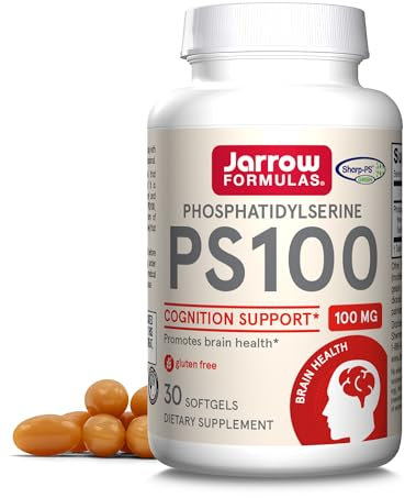 Jarrow Formulas PS100 Phosphatidylserine 100 mg, Dietary Supplement for Brain Health and Cognition Support, 30 Softgels, 10-30 Day Supply
