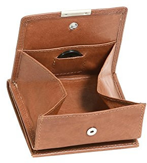 LEAS Wiener-Schachtel mit großer Kleingeldschütte RFID Schutzfolie gegen Datendiebstahl, Echt-Leder, cognac Special Edition