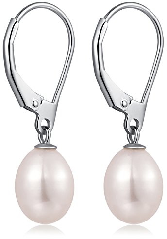 jiamiaoi 18 Karat Weißgold plattiert Perlenohrringe Silber 925 Hängend Ohrringe Silber Perlen Hängend Damen Ohrringe Perle mit Stein 4A+ Zirkonia