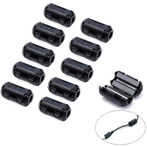 VSKEY Geräuschfilter zum Aufstecken, 3 mm, 10 Stück, störungsfrei, Hochfrequenz-Ferritkern-Clips, für Telefone, Fernseher, Lautsprecher, Radio, Audiogeräte, Rauschunterdrücker (3 mm Innendurchmesser)
