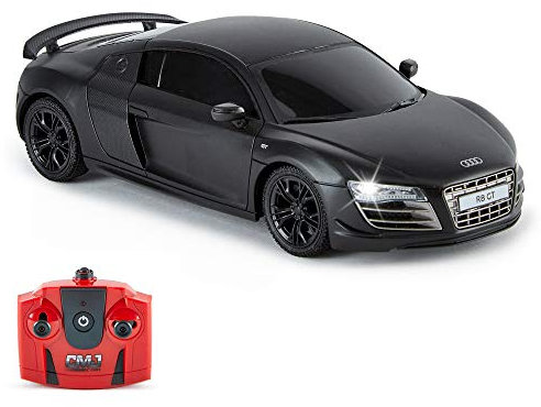 CMJ RC CARS Audi R8 GT, offizielles Lizenziertes Ferngesteuertes Auto, Spielzeit RC Flitzer Auto, 1:24 RC Car Geländewagen Auto 24Hz, Geschenk für Kinder 6-12 Jahre Anfänger (Schwarz)