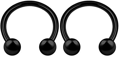 KJM Fashion 2 Stück eloxierte runde Barbell 1,6 mm 14 Gauge Lippenohrringe, Legierter Stahl