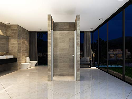 ALONI Duschtür Pendeltür ESG Sicherheitsglas 6 mm Nano Beschichtung Nischendusche Schwingtür Duschkabine Glasdusche Badezimmer Duschtür 190 cm Höhe 80 cm Nischenmaß Klarglas