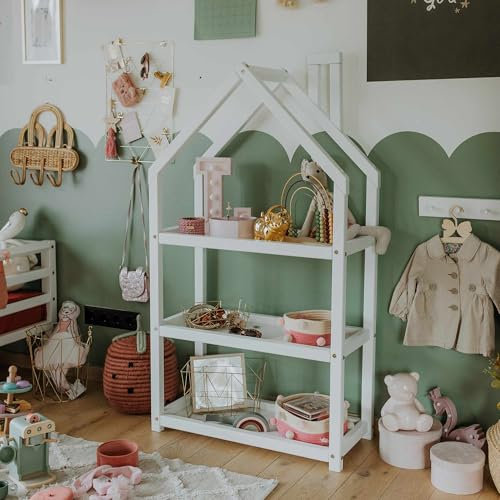 Bücherregal in Hausform für Kinderzimmer (Weiß)