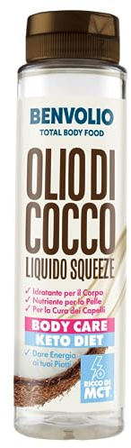BENVOLIO 1938 KOKOSÖL Flüssig MCT ÖL Squeeze - 250 ml - Ketogene Lebensmittel, Keto Burn, Bulletproof Coffee, Low Carb Lebensmittel, Kokosnussöl Kokosfett Coconut Oil, Ketogen Tropfen