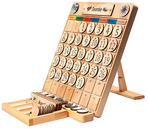 SkoolHQ Wooden Calendar for Kids - Classroom Calendar for Kids to Learn Seasons, Months & Days of the Week - Toddler Calendar Learning for Home - Artisan Crafted Beautiful Preschool Calendar