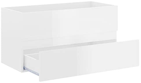 Ksodgun Lavabo Suspendu Salle De Bains Sous-Vasque Tiroirs Rangement - 90x38.5x45 cm Blanc Brillant