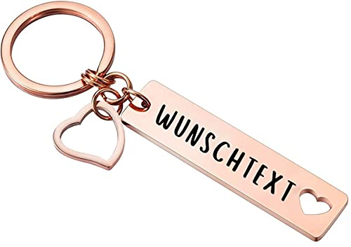 Geschenkehöhle PREMIUM Schlüsselanhänger mit edler Wunschtext Gravur Personalisiert und Beidseitig graviert I Schlüssel Anhänger aus Edelstahl Individuell mit Wunschname oder Text beschriftbar