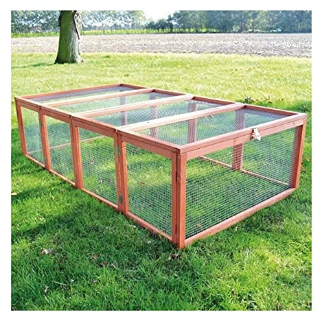 Clapier Lapins Rabbit Run Exterieur- Cage Mobile -Couleur Bois