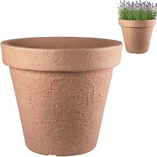 alles-meine.de GmbH Pflanzkübel Farbe, Form & Größe wählbar Beton Optik - 2 Stück große XXL - Blumenkübel/Pflanzkübel - Ø 48 cm x 43 cm - 51 Liter - braun/terrakotta - ..