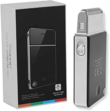 Rasoio Elettrico per Barba Uomo, Rasoio Elettrico Portatile Bagnato e Asciutto, Dispositivo per la Rasatura dei Baffi, Ricaricabile USB, Nero