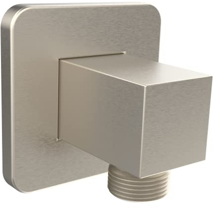 Aquaiaw Wall Supply Elbow with Flange, Tapered 1/2 NPT Female Inlet, Solid Brass Wall Union, Square Water Supply Elbow, PVD Brushed Nickel, G1/2 Outlet