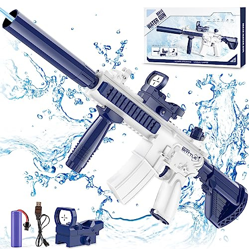 Dolanus Electric Water Gun for Kids Adults - Automatic Squirt Gun with up to 32 Ft Long Range, Summer Outdoor Beach Swimming Pool Party Toys, Gift for Kids Age 8 9 10 11 12 Years Old Boys - Blue
