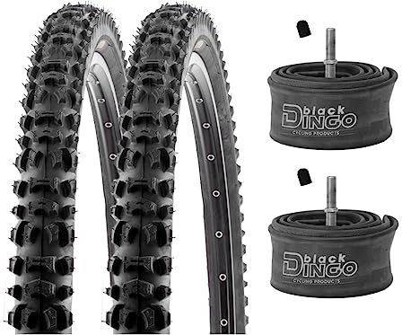 Black Dingo 26 Zoll 2er Set MTB Drahtreifen Schwarz 54-559 inklusive 2X 26 BDCP Schläuche (Knorrig, Gummi)
