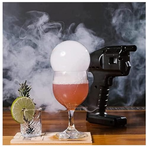 BLUEZY Machine À Bulles À Cocktail Pistolet À Bulles De Fumée Portable, Infuseur De Fumée pour Nourriture, Boissons, Pistolet À Fumer avec Liquide À Bulles Et Huile Essentielle