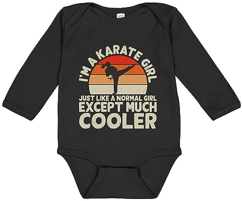 TATY Kids Karate Girl Long Sleeve Baby Infant One Piece Bodysuit 12 Months Black