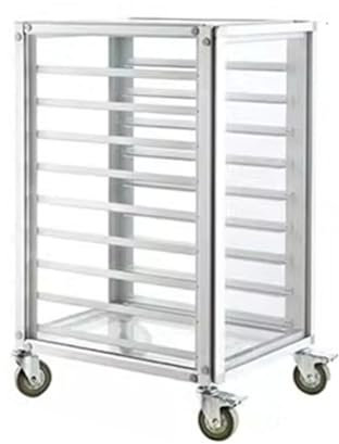10-Tier Sheet Pan Rack Home Kitchen Bakery Cooling Rack With Wheels Movable Aluminum Bakery RackRacking Trolley Storage For Bakery Restaurant And Hotel ( Color : Silver , Size : 62.5x47x103cm )