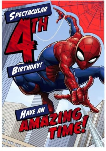 Spectacular Spiderman Geburtstagskarte zum 4. Geburtstag