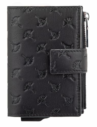 Joop! - Kreditkartenhalter mit Münzfach, mit Cornflower-Print, Schwarz, Maße 7 x 10,5 x 1 cm