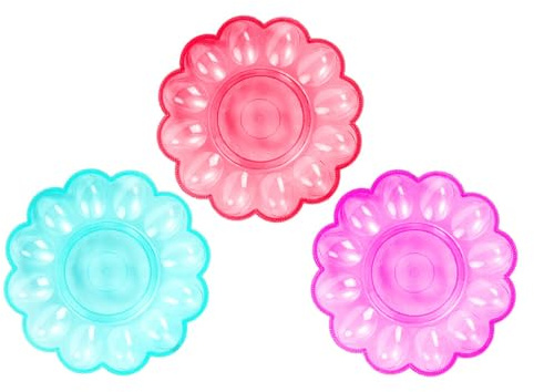 DEARMAMY Portauova in Plastica 3 Pezzi Vassoio Porta Uova Compatto Per Conservazione E Organizzazione Uova in Cucina E Frigorifero 9.45X9.45X1.18 Pollici