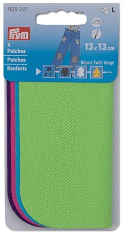 Prym 929221 Patches Köper, Reparaturpatch, 13 x 13 cm, grün, türkis, pink, violett