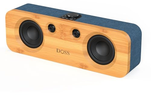 DOSS SoundBox H200 50W Home Bluetooth Speaker with Dual 3.5-Inch Woofers, Two 1-inch Tweeters, 35H Playtime, TWS, Sustainable Materials, BT 5.3, Wireless for Record Player/Computer/TV-Blue