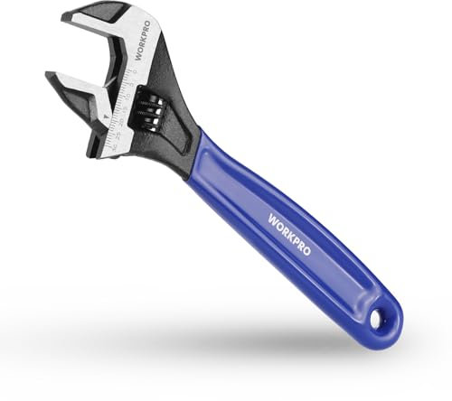 WORKPRO Schraubenschlüssel 200 mm Rollgabelschlüssel, Verstellbarer metrischer Einmaulschlüssel aus Cr-V Stahl und weichem Bi-Material-Griff